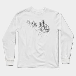 Ship Ocean Sea Sail Pirates Freedom Adventure Waves travel Modern Gift Long Sleeve T-Shirt